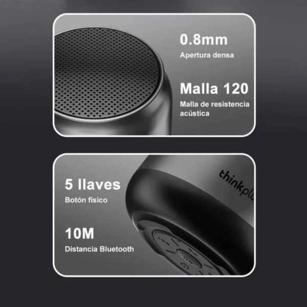 Parlante altavoz K30 Bluetooth Resistente al Agua Gris Lenovo