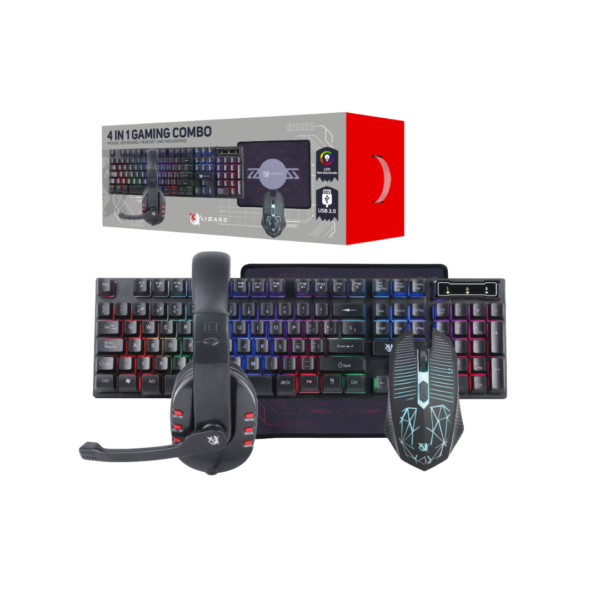 Combo Gamer XZZ-CO-02 Teclado/Mouse/Auricular/Mousepad RGB USB X-Lizzard
