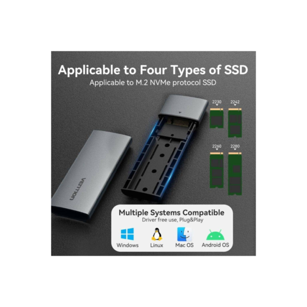 Adaptador para Disco SSD USB 3.1 USB-C M.2 NVMe SSD Vention