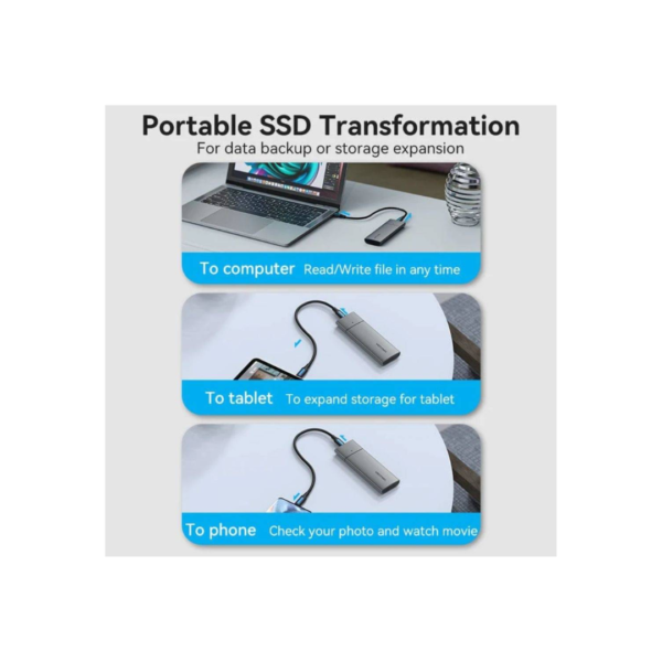 Adaptador para Disco SSD USB 3.1 USB-C M.2 NVMe SSD Vention